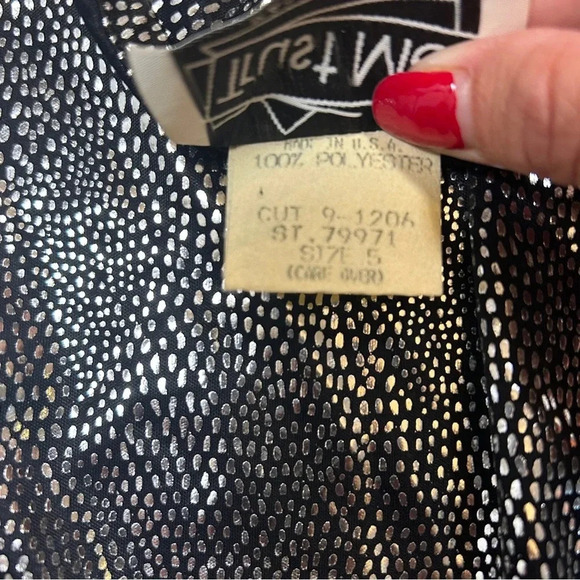 Vintage 90s TRUST ME Black & Silver Metallic Slip Mini Party Dress / Size 5 - Picture 6 of 7